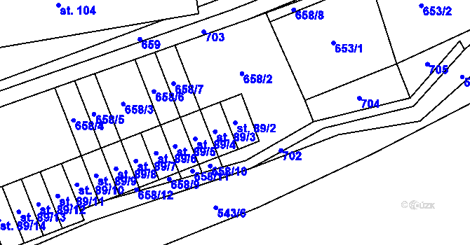 Parcela st. 89/2 v KÚ Hynčice nad Moravou, Katastrální mapa