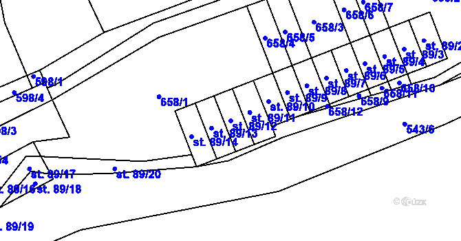 Parcela st. 89/12 v KÚ Hynčice nad Moravou, Katastrální mapa