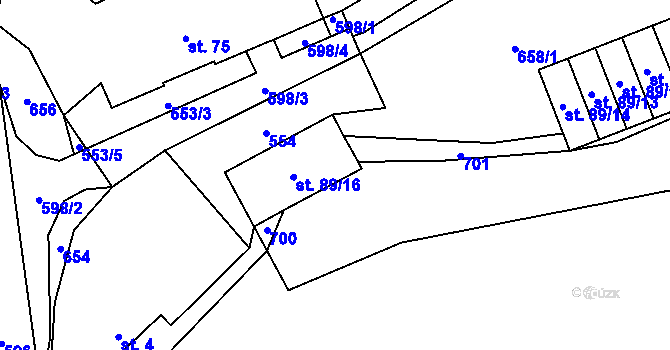 Parcela st. 89/18 v KÚ Hynčice nad Moravou, Katastrální mapa
