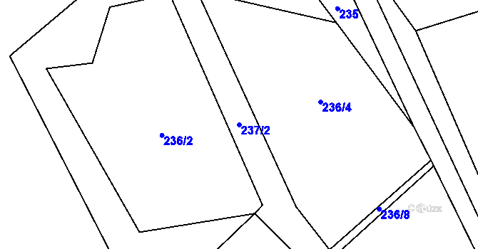 Parcela st. 237/2 v KÚ Hynčice nad Moravou, Katastrální mapa