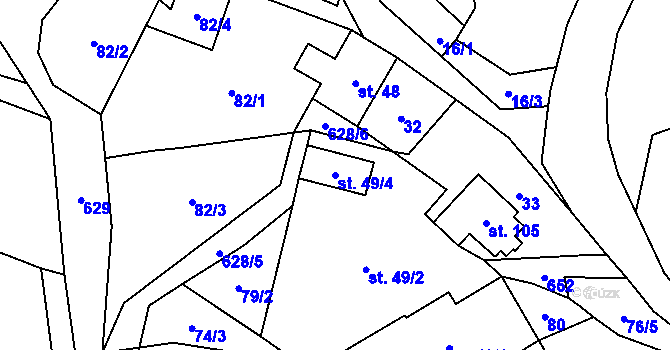Parcela st. 49/4 v KÚ Hynčice nad Moravou, Katastrální mapa