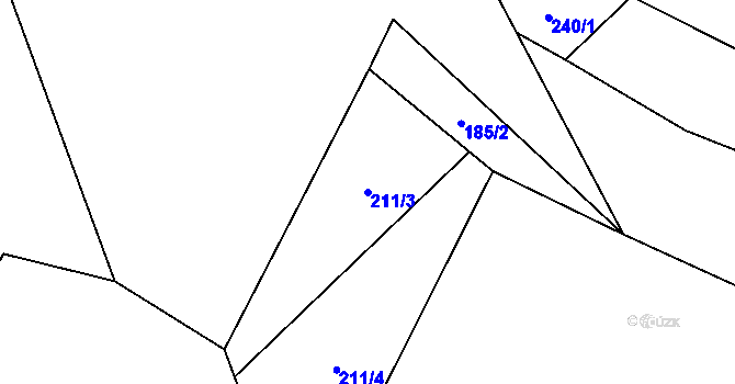 Parcela st. 211/3 v KÚ Hynčice nad Moravou, Katastrální mapa