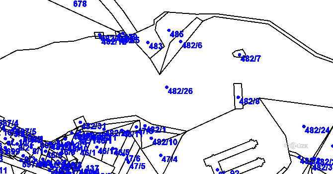 Parcela st. 482/26 v KÚ Hynčice nad Moravou, Katastrální mapa