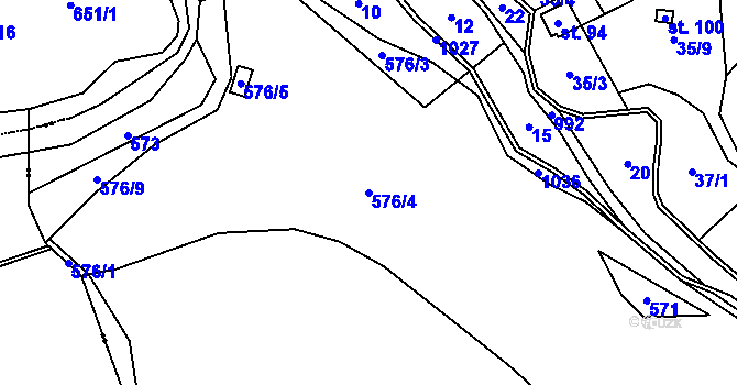 Parcela st. 576/4 v KÚ Potůčník, Katastrální mapa