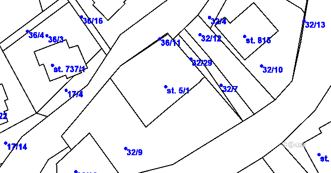 Parcela st. 5/1 v KÚ Harrachov, Katastrální mapa