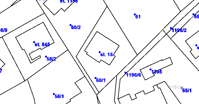 Parcela st. 15 v KÚ Harrachov, Katastrální mapa