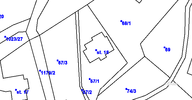 Parcela st. 18 v KÚ Harrachov, Katastrální mapa