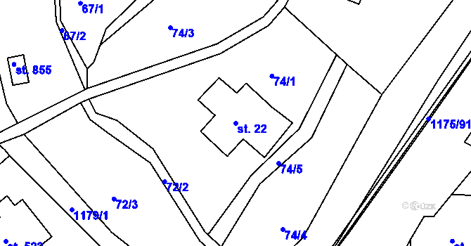 Parcela st. 22 v KÚ Harrachov, Katastrální mapa