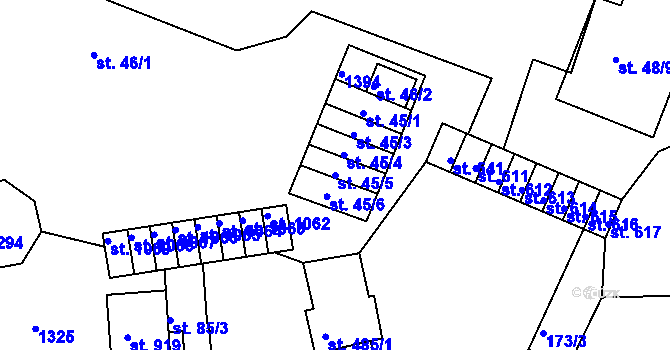 Parcela st. 45/5 v KÚ Harrachov, Katastrální mapa