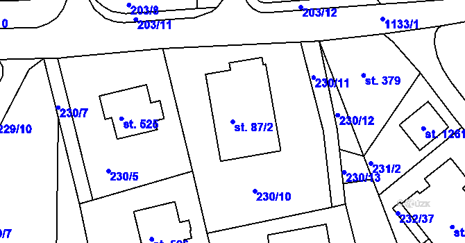 Parcela st. 87/2 v KÚ Harrachov, Katastrální mapa