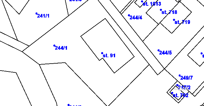 Parcela st. 91 v KÚ Harrachov, Katastrální mapa