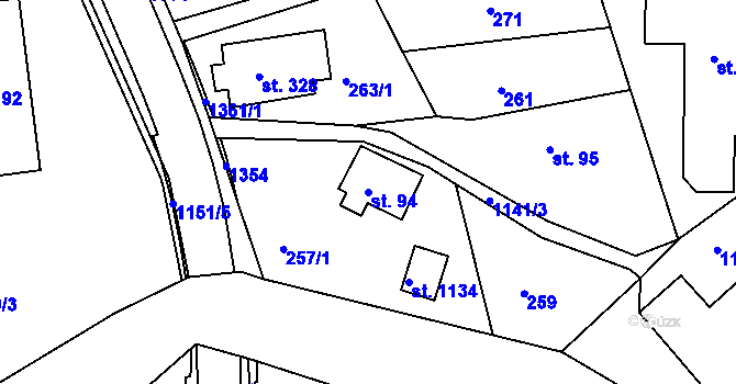 Parcela st. 94 v KÚ Harrachov, Katastrální mapa