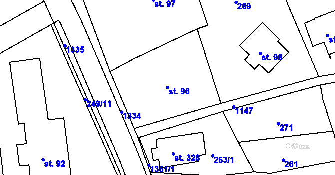 Parcela st. 96 v KÚ Harrachov, Katastrální mapa