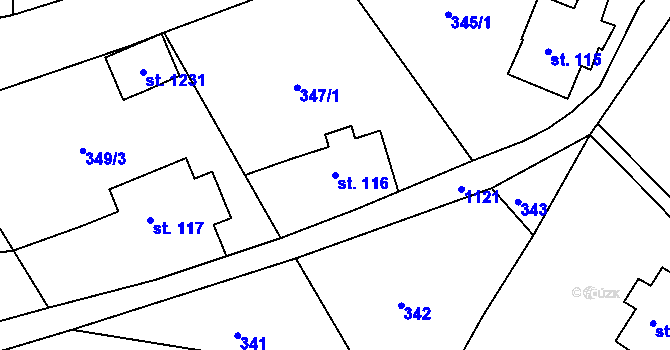 Parcela st. 116 v KÚ Harrachov, Katastrální mapa