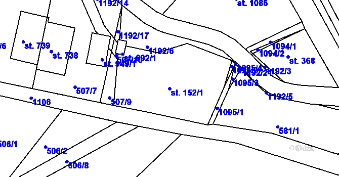 Parcela st. 152/1 v KÚ Harrachov, Katastrální mapa