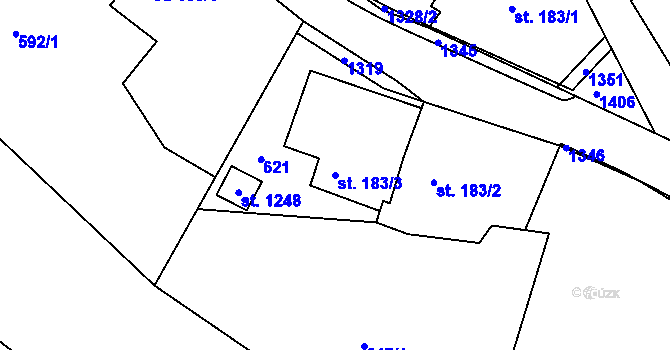 Parcela st. 183/3 v KÚ Harrachov, Katastrální mapa
