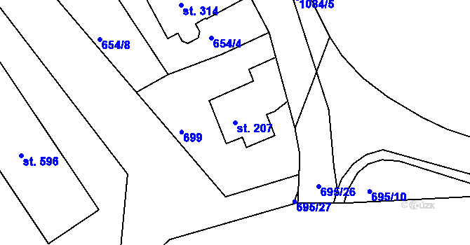 Parcela st. 207 v KÚ Harrachov, Katastrální mapa