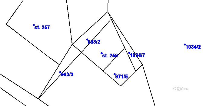 Parcela st. 258 v KÚ Harrachov, Katastrální mapa