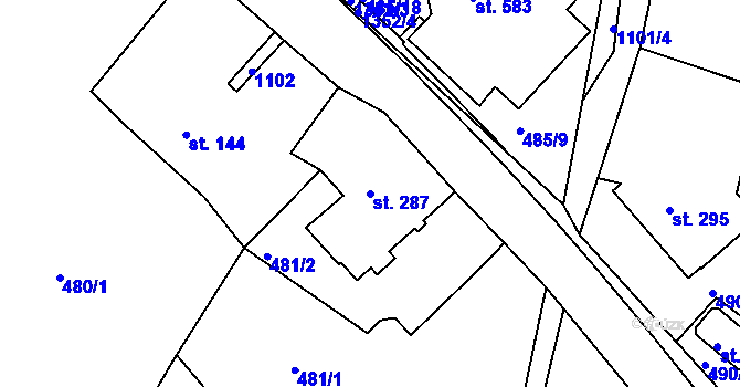 Parcela st. 287 v KÚ Harrachov, Katastrální mapa