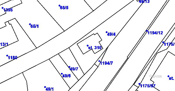 Parcela st. 310 v KÚ Harrachov, Katastrální mapa