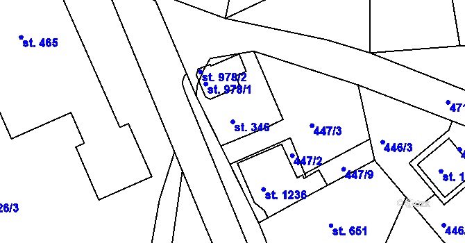 Parcela st. 346 v KÚ Harrachov, Katastrální mapa