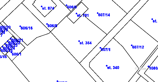 Parcela st. 354 v KÚ Harrachov, Katastrální mapa
