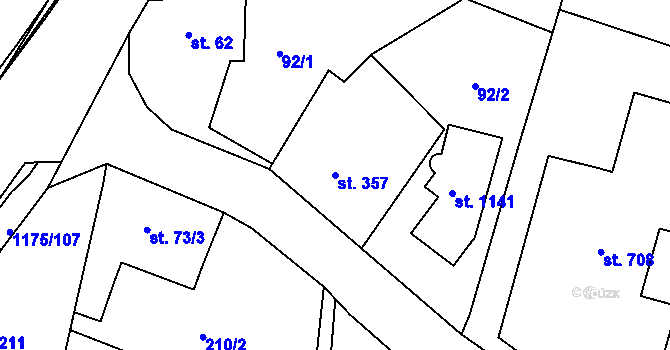 Parcela st. 357 v KÚ Harrachov, Katastrální mapa