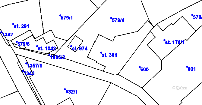 Parcela st. 361 v KÚ Harrachov, Katastrální mapa