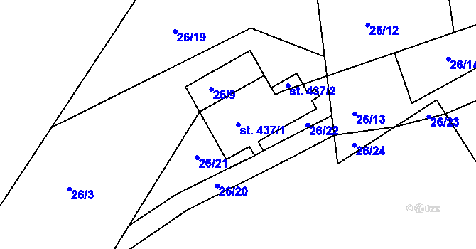 Parcela st. 437/1 v KÚ Harrachov, Katastrální mapa