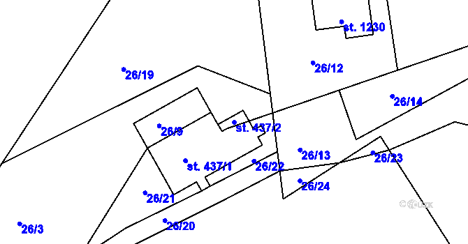 Parcela st. 437/2 v KÚ Harrachov, Katastrální mapa