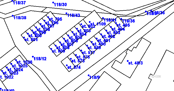 Parcela st. 489 v KÚ Harrachov, Katastrální mapa