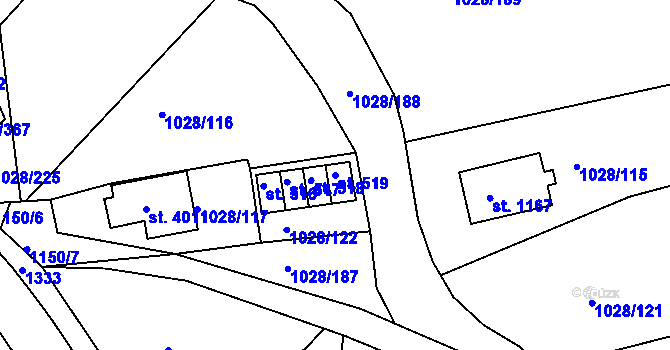 Parcela st. 519 v KÚ Harrachov, Katastrální mapa