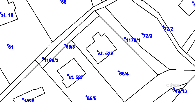 Parcela st. 522 v KÚ Harrachov, Katastrální mapa