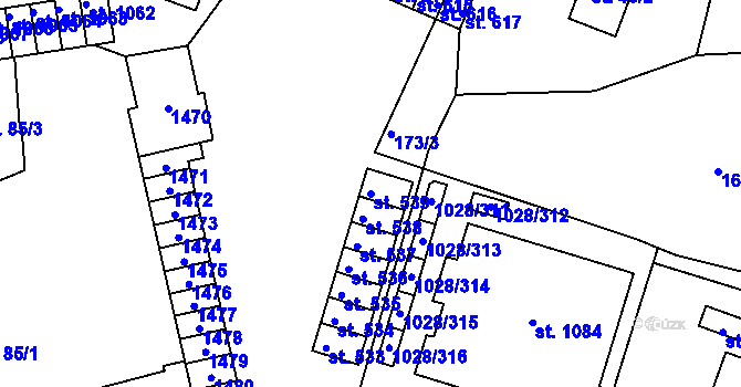 Parcela st. 539 v KÚ Harrachov, Katastrální mapa