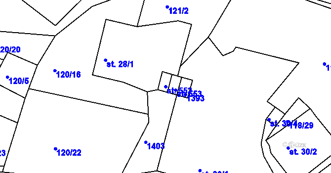 Parcela st. 552 v KÚ Harrachov, Katastrální mapa