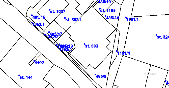 Parcela st. 583 v KÚ Harrachov, Katastrální mapa