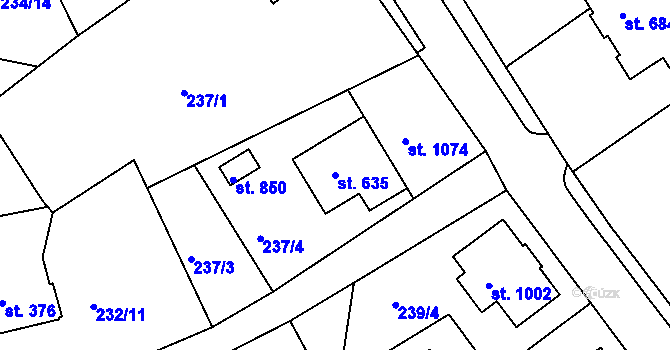 Parcela st. 635 v KÚ Harrachov, Katastrální mapa