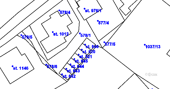 Parcela st. 646 v KÚ Harrachov, Katastrální mapa