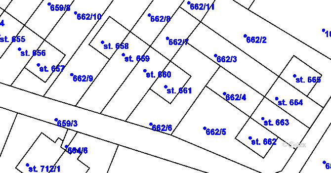 Parcela st. 661 v KÚ Harrachov, Katastrální mapa