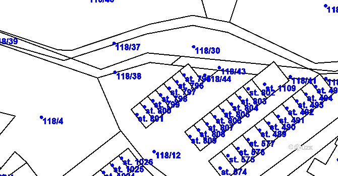 Parcela st. 797 v KÚ Harrachov, Katastrální mapa