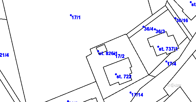 Parcela st. 826/1 v KÚ Harrachov, Katastrální mapa