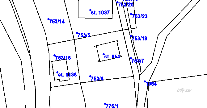 Parcela st. 854 v KÚ Harrachov, Katastrální mapa