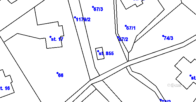 Parcela st. 855 v KÚ Harrachov, Katastrální mapa