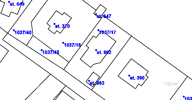 Parcela st. 862 v KÚ Harrachov, Katastrální mapa