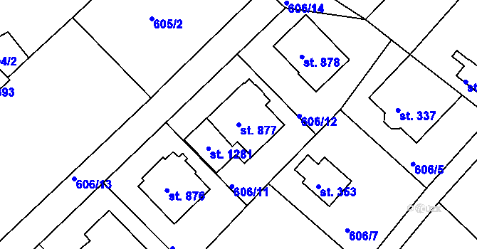 Parcela st. 877 v KÚ Harrachov, Katastrální mapa