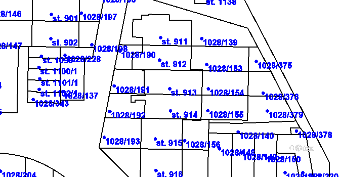 Parcela st. 913 v KÚ Harrachov, Katastrální mapa