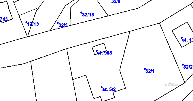 Parcela st. 965 v KÚ Harrachov, Katastrální mapa