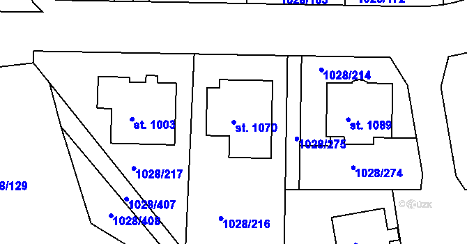 Parcela st. 1070 v KÚ Harrachov, Katastrální mapa