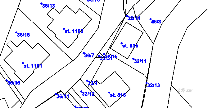 Parcela st. 32/15 v KÚ Harrachov, Katastrální mapa