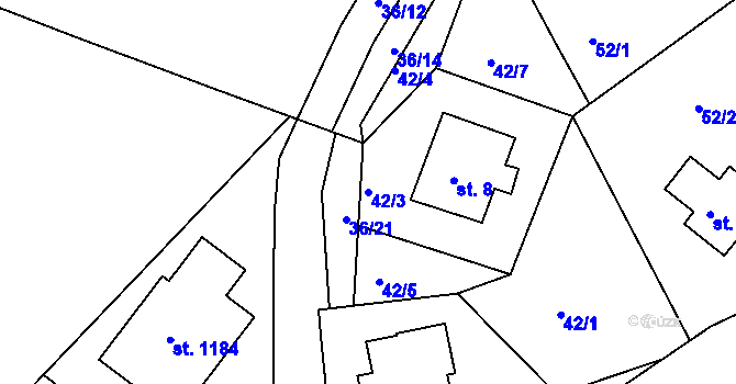 Parcela st. 42/3 v KÚ Harrachov, Katastrální mapa